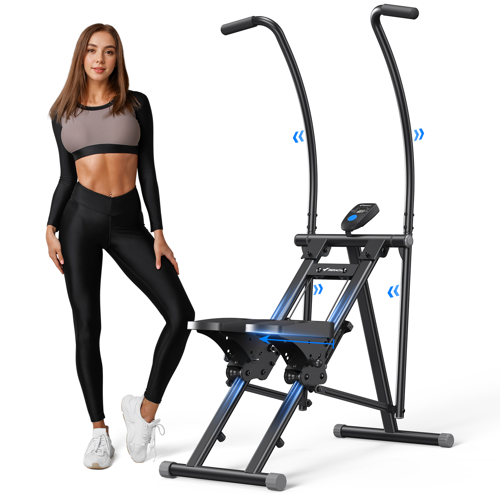 MERACH Cardio Climber Stepper Elliptical Exercise Machine, 3 in 1 Fitness Machines, Full Body Workout Cross Trainer with Adjustable Incline & 95% Pre-Assembled
